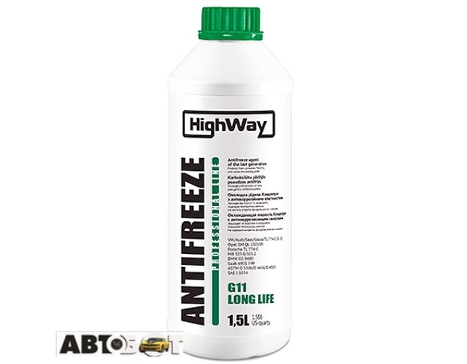 Антифриз High Way G11 зелений концентрат 1.5л, ціна: 217 грн.