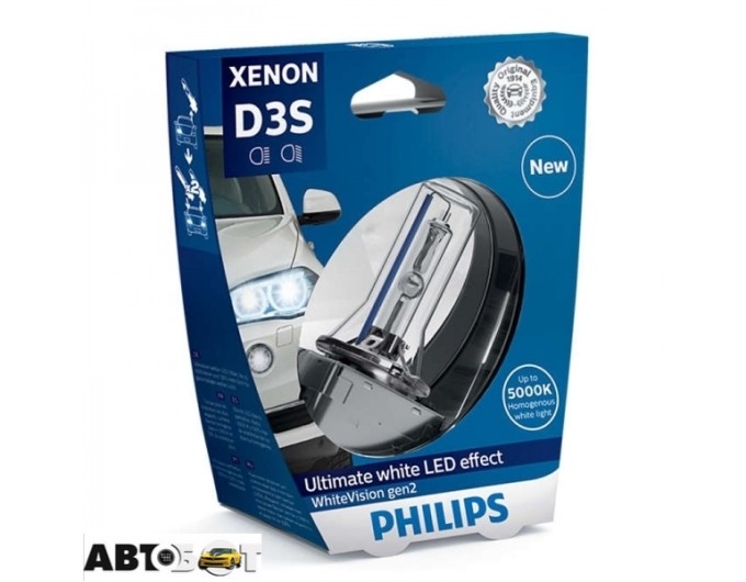 Ксенонова лампа Philips WhiteVision gen2 D3S 5000K 35W 42403WHV2S1 (1 шт.), ціна: 4 697 грн.
