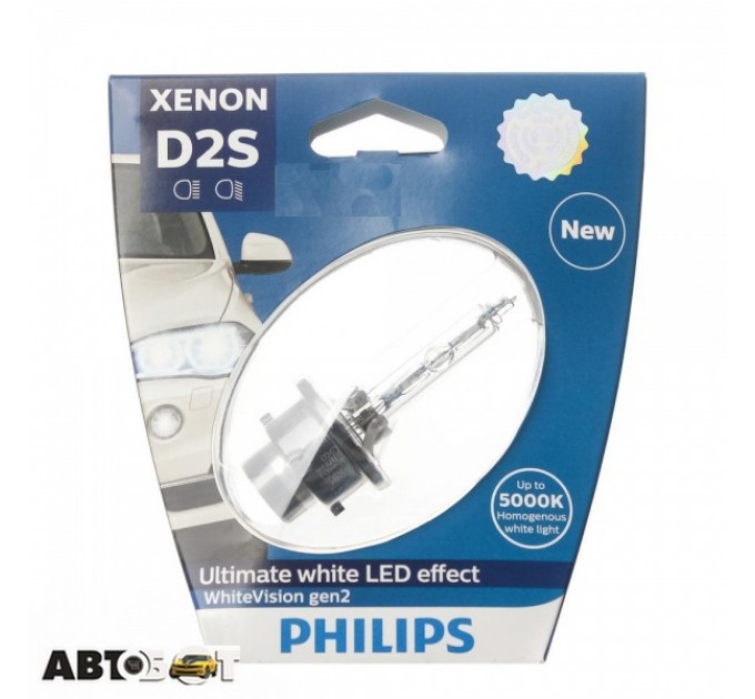 Ксенонова лампа Philips WhiteVision D2S 5000K 85V 85122WHV2S1 (1 шт.), ціна: 2 576 грн.