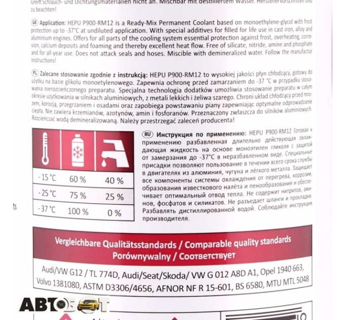 Антифриз HEPU G12 READY MIX червоний P900-RM-G12 1.5л, ціна: 284 грн.