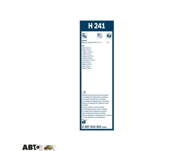 Двірник каркасний Bosch Twin Rear 3 397 015 451 240мм, ціна: 754 грн.