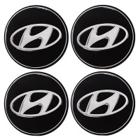 Наклейка на колпаки с логотипом Hyundai чорные (90мм), 4шт. 