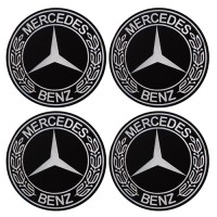 Наклейка на колпаки с логотипом Mercedes-Benz чорные (90мм), 4шт. 