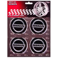 Наклейка на колпаки с логотипом Nissan чорные (60мм), 4шт. 