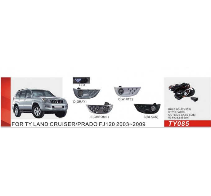 Фара противотуманная DLAA Toyota Prado FJ120 2003-2009 TY-085E chromе, цена: 3 174 грн.