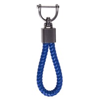Брелок для ключів плетений зі скобою синій