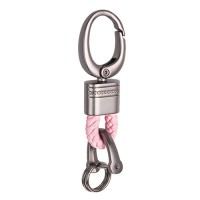 Брелок для ключей плетеный с карабином MINI розовый