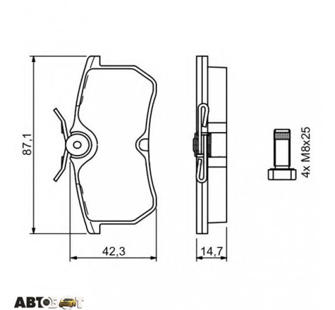 Гальмівні колодки Bosch 0 986 494 011, ціна: 901 грн.