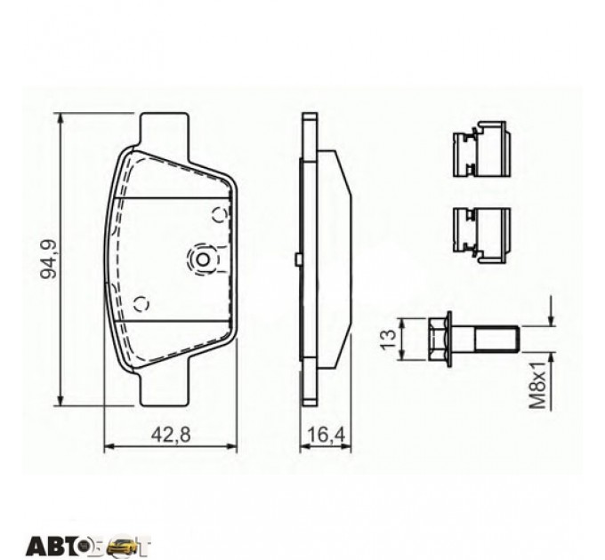 Гальмівні колодки Bosch 0 986 494 030, ціна: 1 053 грн.