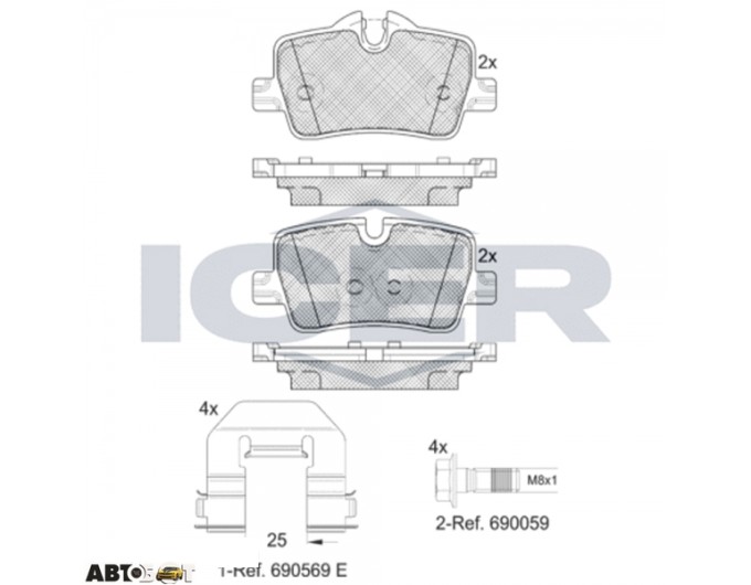 Гальмівні колодки ICER 182360, ціна: 2 503 грн.