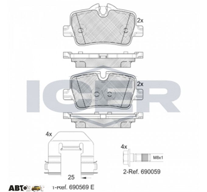 Тормозные колодки ICER 182360, цена: 1 376 грн.