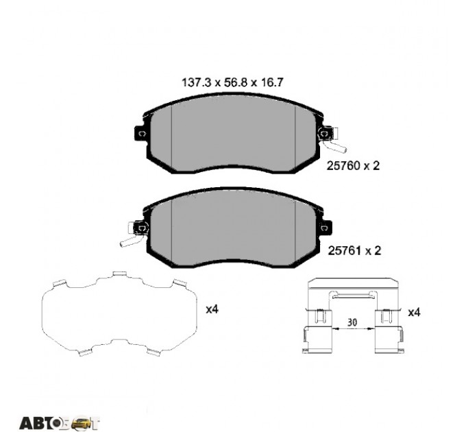 Тормозные колодки Textar 2576001, цена: 3 034 грн.