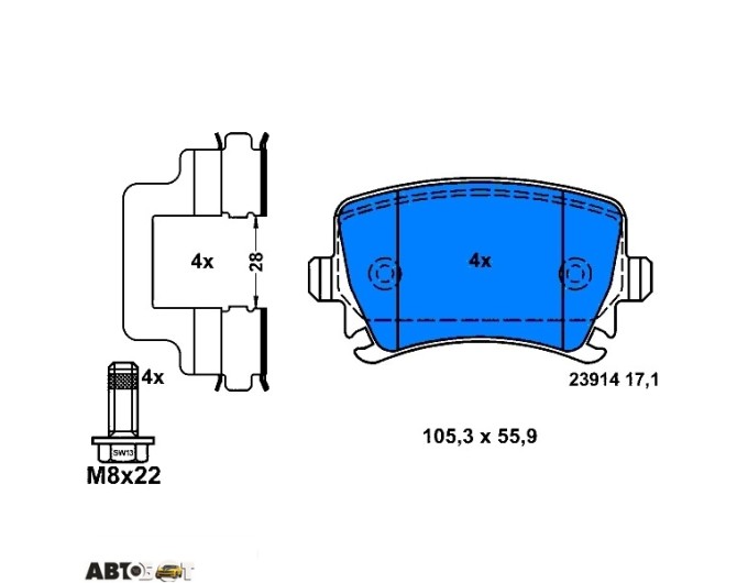 Гальмівні колодки ATE 13.0460-2887.2, ціна: 4 378 грн.