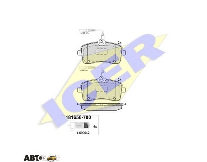 Гальмівні колодки ICER 181656700, ціна: 2 381 грн.