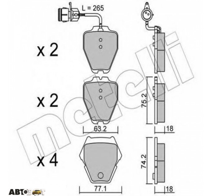 Тормозные колодки METELLI 22-0774-0, цена: 2 804 грн.