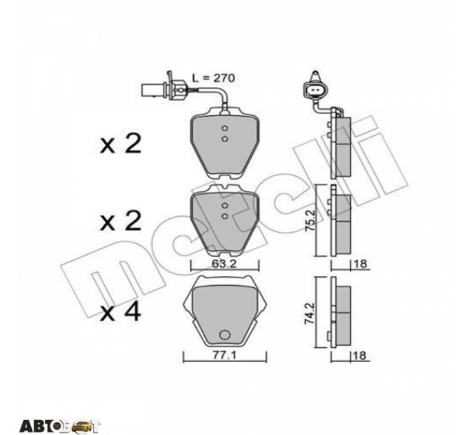 Тормозные колодки METELLI 22-0774-1, цена: 1 701 грн.