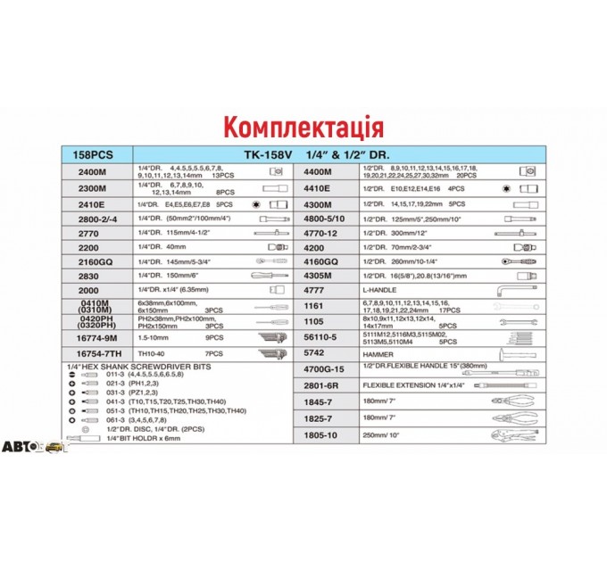 Набор инструментов HANS TK-158V, цена: 14 730 грн.