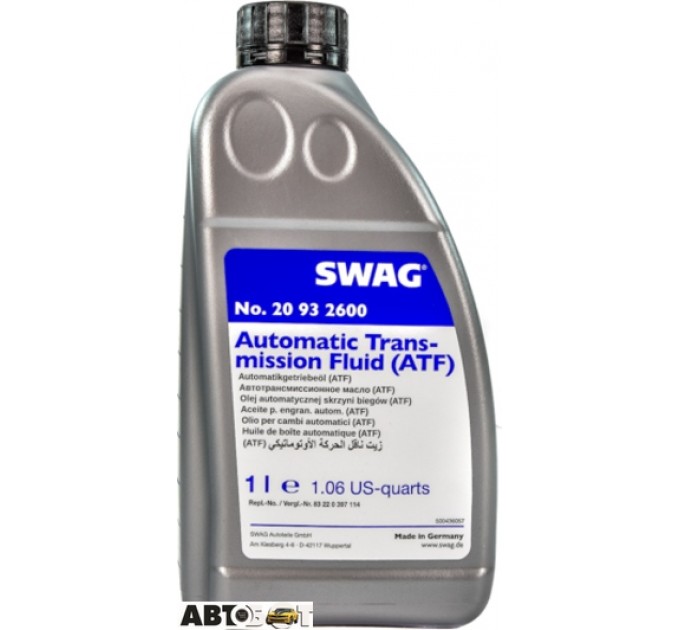 Трансмісійна олива Swag Automatic Transmission Fluid SW 20 93 2600 1л, ціна: 668 грн.