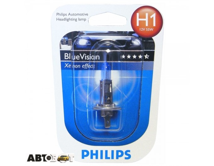 Галогенна лампа Philips BlueVision H1 12V 55W 12258BVB1 (1 шт.), ціна: 711 грн.