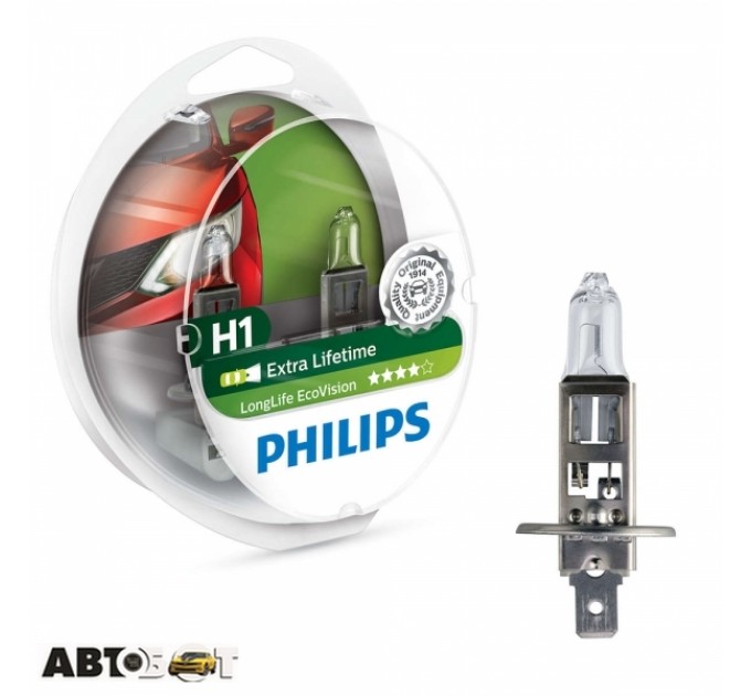  Галогенная лампа Philips LongLife EcoVision H1 12V 12258LLECOS2 (2 шт.)