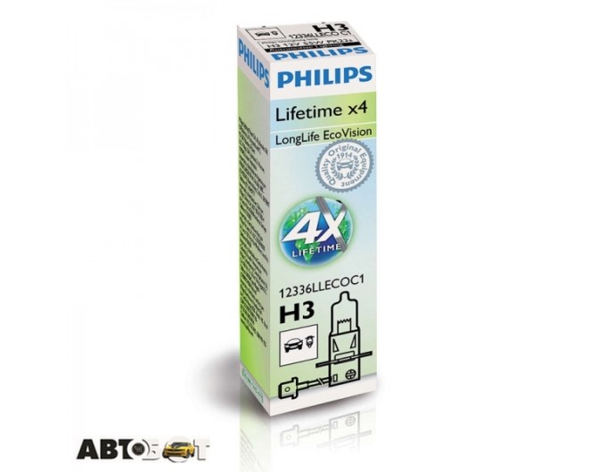 Галогенная лампа Philips LongLife EcoVision H3 12V 12336LLECOC1 (1шт.), цена: 147 грн.