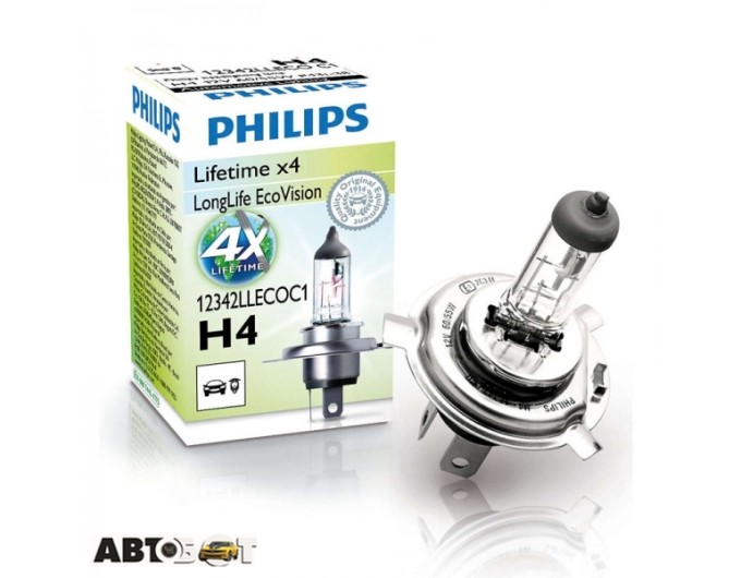 Галогенная лампа Philips LongLife EcoVision H4 12V 12342LLECOC1 (1шт.), цена: 187 грн.