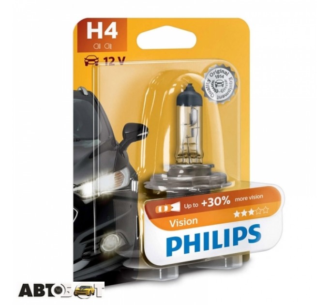 Галогенна лампа Philips Vision H4 12V 12342PRB1 (1шт.), ціна: 116 грн.