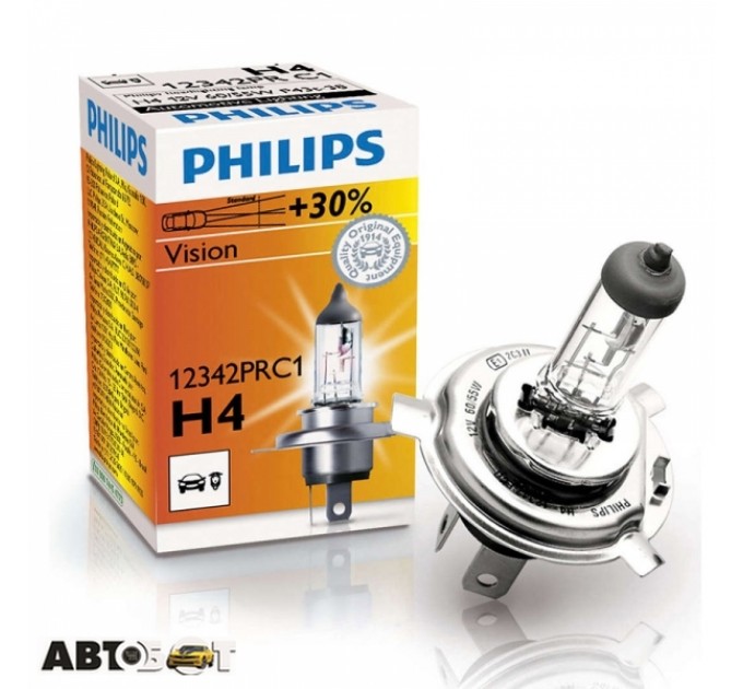 Галогенна лампа Philips Vision H4 12V 12342PRC1 (1 шт.), ціна: 111 грн.
