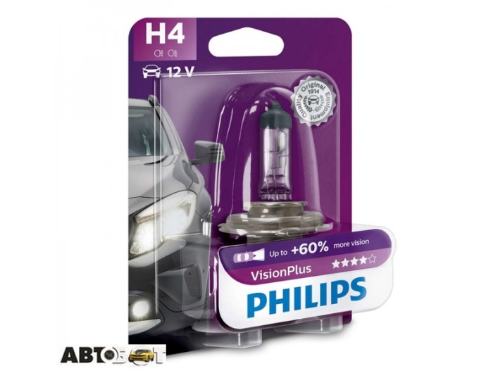 Галогенная лампа Philips VisionPlus H4 12V 12342VPB1 (1шт.), цена: 291 грн.