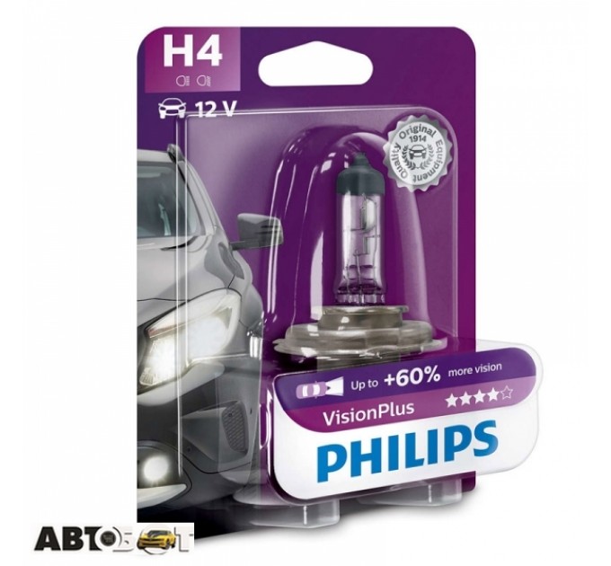 Галогенная лампа Philips VisionPlus H4 12V 12342VPB1 (1шт.), цена: 222 грн.