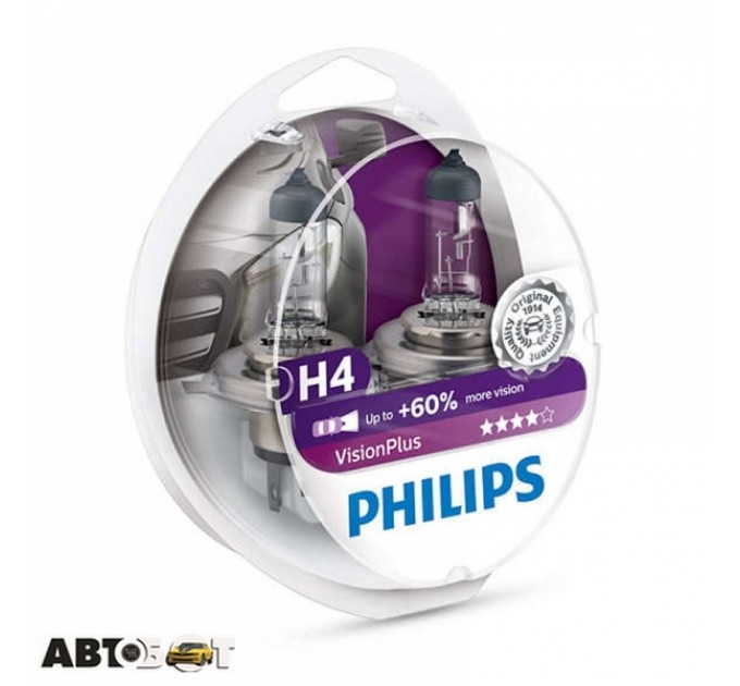 Галогенна лампа Philips VisionPlus H4 12V 12342VPS2 (2шт.), ціна: 428 грн.