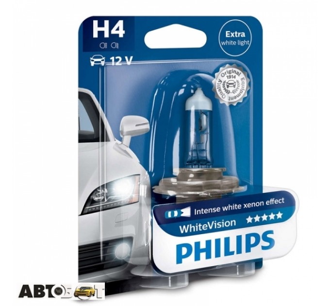 Галогенна лампа Philips WhiteVision H4 12V 12342WHVB1 (1шт.), ціна: 253 грн.
