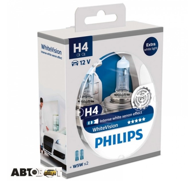 Галогенная лампа Philips WhiteVision H4 12V 12342WHVSM (2шт.), цена: 745 грн.