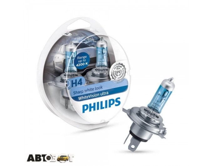Галогенная лампа Philips WhiteVision ultra +60% H4 4200K 12342WVUSM (2 шт.), цена: 1 040 грн.