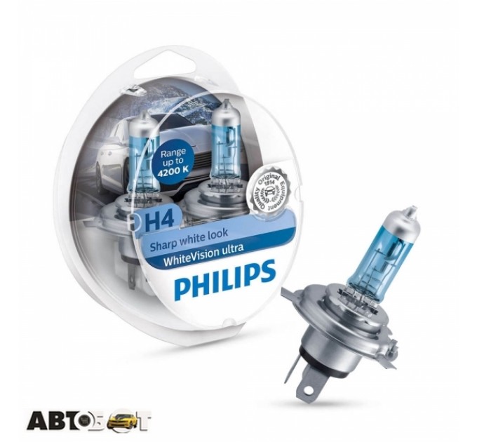 Галогенна лампа Philips WhiteVision ultra +60% H4 4200K 12342WVUSM (2 шт.), ціна: 806 грн.