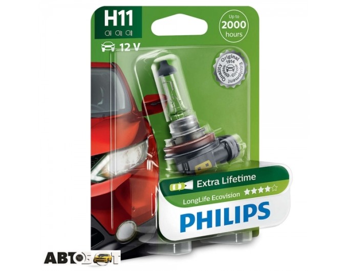 Галогенная лампа Philips LongLife EcoVision H11 12V 12362LLECOB1 (1 шт.), цена: 580 грн.