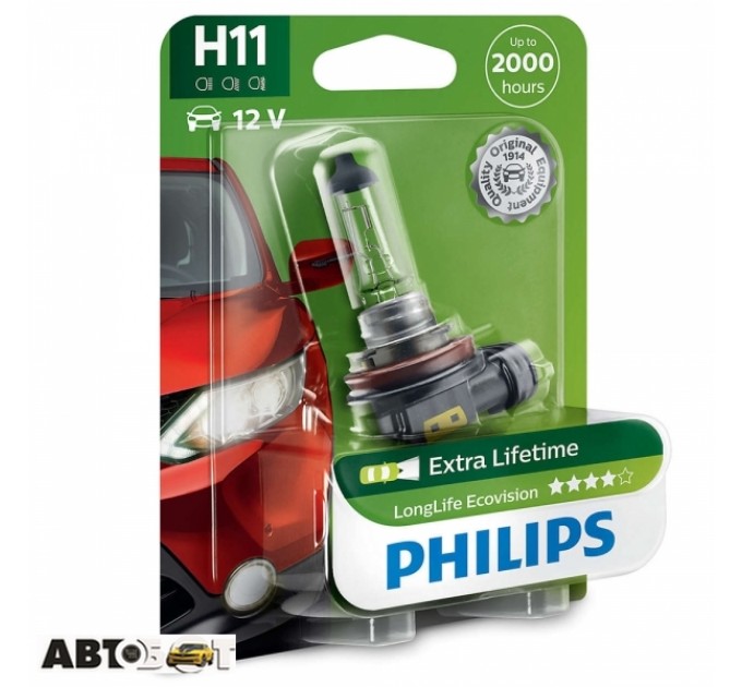 Галогенная лампа Philips LongLife EcoVision H11 12V 12362LLECOB1 (1 шт.), цена: 428 грн.