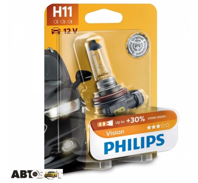 Галогенная лампа Philips Vision H11 3200K 12V 12362PRB1 (1 шт.), цена: 378 грн.