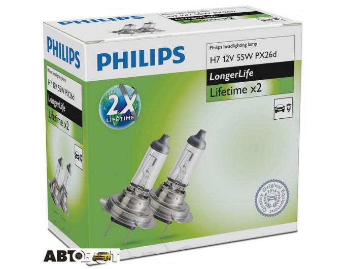 Галогенна лампа Philips LongerLife H7 55W 12972ELC2 (2 шт.), ціна: 646 грн.