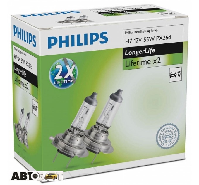 Галогенная лампа Philips LongerLife H7 55W 12972ELC2 (2 шт.), цена: 474 грн.