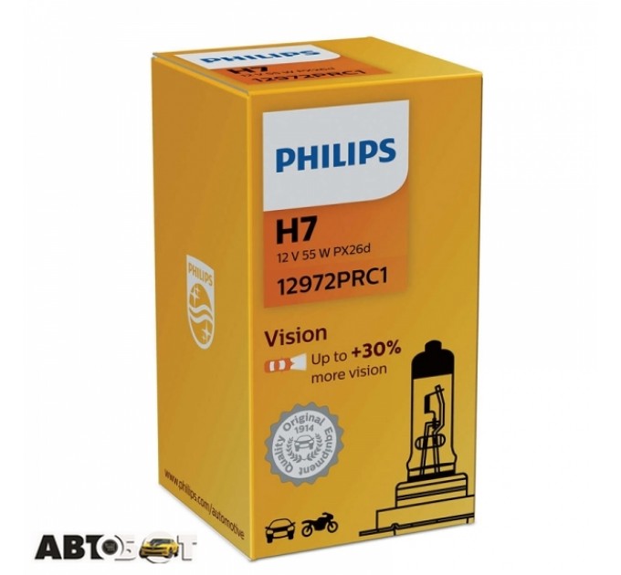 Галогенна лампа Philips Vision H7 12V 12972PRC1 (1 шт.), ціна: 166 грн.
