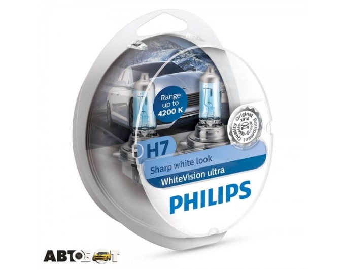 Галогенная лампа Philips WhiteVision ultra +60% H7 4200K 12972WVUSM (2 шт.), цена: 1 347 грн.
