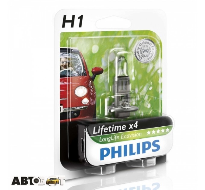 Галогенная лампа Philips 12258LLECOB1 H1 LongerLife Ecovision (1шт.), цена: 118 грн.
