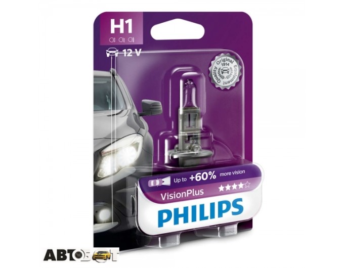 Галогенна лампа Philips H1 VisionPlus 12V 12258VPB1 (1шт.), ціна: 236 грн.