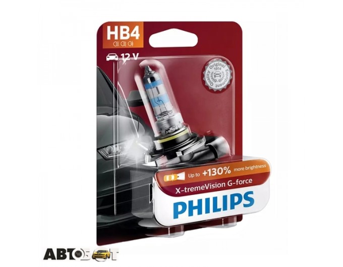 Галогенна лампа Philips X-tremeVision G-force HB4/9006 51W 12V 9006XVGB1 (1 шт.), ціна: 807 грн.