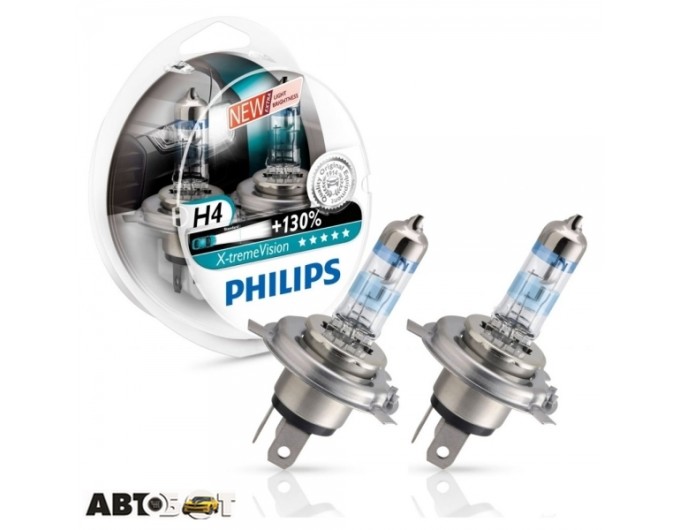 Галогенна лампа Philips X-tremeVision +130% H4 12V 12342XVS2 (2 шт.), ціна: 914 грн.