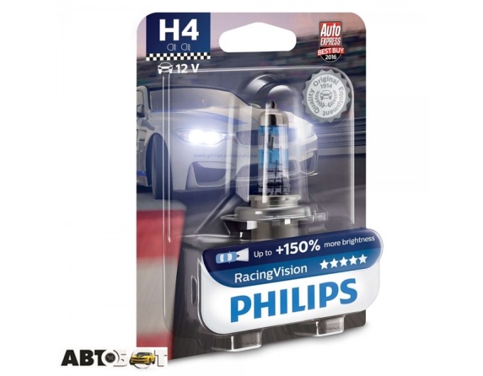 Галогенна лампа Philips H4 RacingVision 55W 12342RVB1 1шт, ціна: 698 грн.