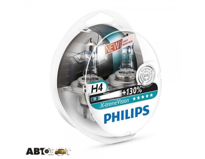 Галогенна лампа Philips X-tremeVision +130% H4 12V 12342XVS2 (2 шт.), ціна: 914 грн.