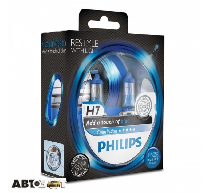 Галогенная лампа Philips ColorVision Blue H7 12V 12972CVPBS2 (2шт.), цена: 1 303 грн.