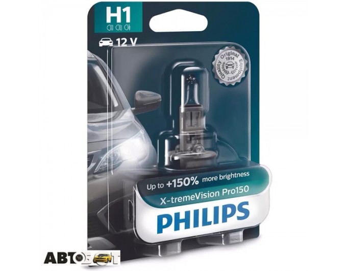 Галогенная лампа Philips X-tremeVision Pro150 +150% H1 55W 12V 3450K 12258XVPB1 (1 шт.), цена: 560 грн.